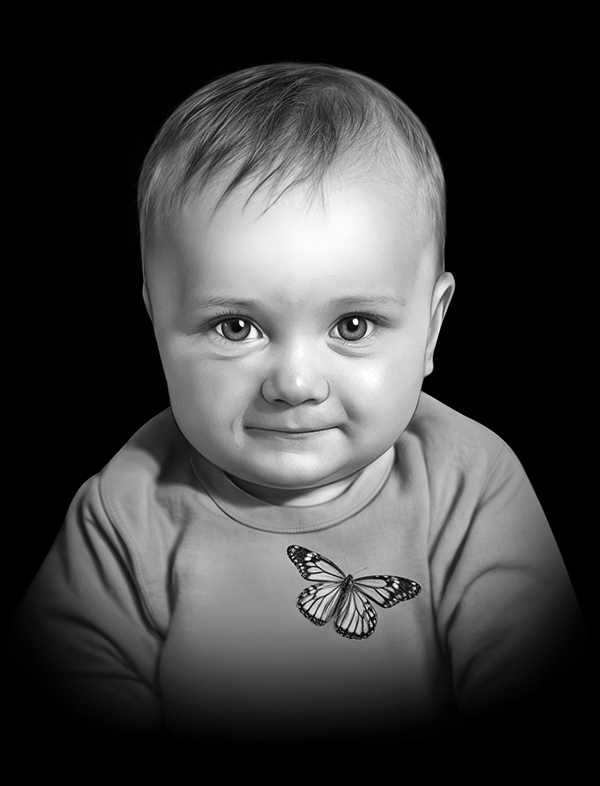 Restored child portrait for monument engraving