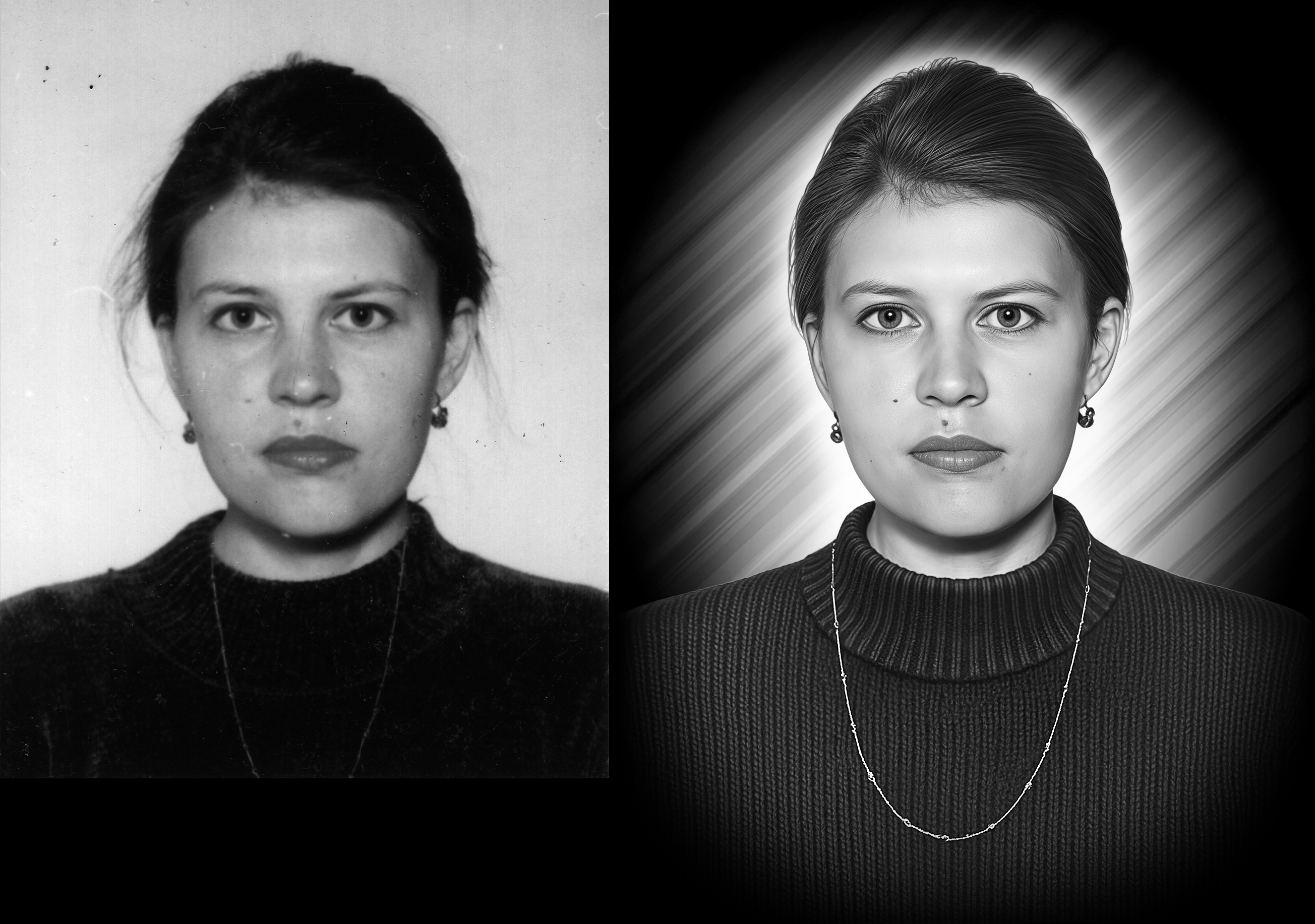 Portrait retouching optimized for gravestone engraving